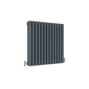 Horizontal Anthracite Triple Column Radiator (H) 600mm x (W) 605mm, 3868 BTU.