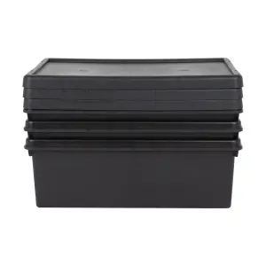 3 x Wham Bam 36L Stackable Recycled Plastic Storage Box & Lid Black