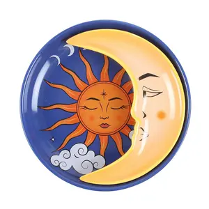 Something Different Sun And Moon Celestial Stacking Trinket Dish (Pack of 2) Blue/Orange/Yellow (One Size)