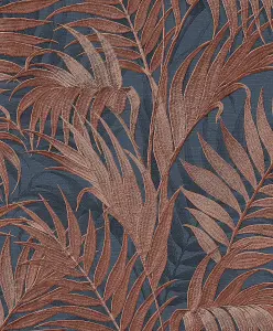 Luxurious Grace Palm Navy/Copper Wallpaper