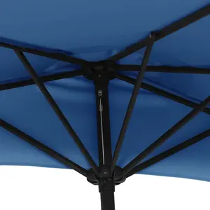 Berkfield Balcony Parasol with Aluminium Pole Blue 300x150x253 cm Half