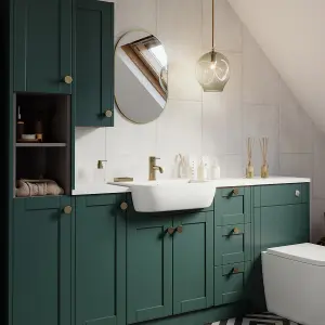 Ashford Matt Kombu green Double Wall-mounted Bathroom Cabinet (H)180cm (W)29.5cm