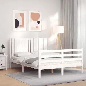 Berkfield Bed Frame with Headboard White 140x190 cm Solid Wood