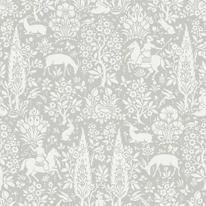 Crown Archives Woodland Wallpaper Grey M1168