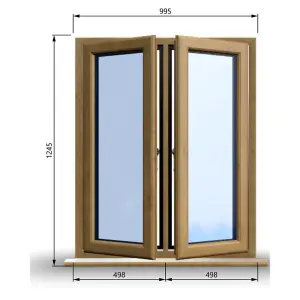 995mm (W) x 1245mm (H) Wooden Stormproof Window - 2 Opening Windows (Left & Right) - Toughened Safety Glass