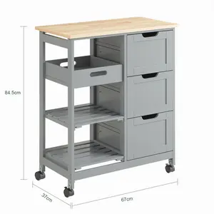 Ryland Wood Kitchen Cart Grey / Natural