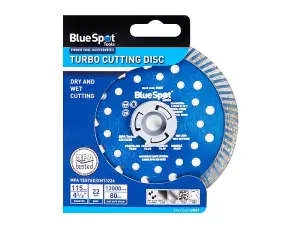 BlueSpot Turbo Tile Diamond Cutting Disc Angle Grinder Blade Stone 4.5" 115mm