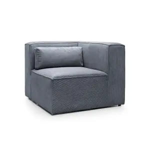 Doris Corner Unit Module in Dark Grey Cord Chenille