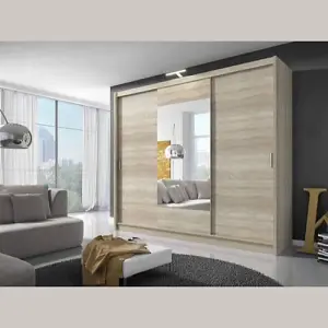 Seville 250cm Sliding Door Corner Wardrobe  Modern Storage with LED Lighting