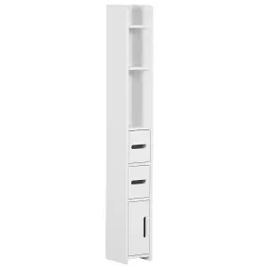 kleankin Freestanding Bathroom Cabinet w/ Open Shelves 3 Cupboards, White