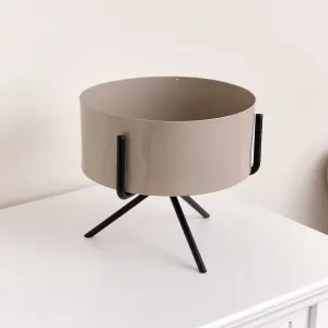 Melody Maison Grey Taupe Metal Planter Pot with Stand - 18cm