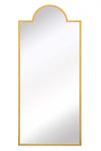 MirrorOutlet Fenestra Arched - Gold Contemporary Wall and Leaner Mirror 67" X 29" (170 x 75CM)