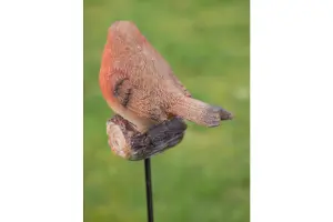 Robin sitting on Stake Garden decoration