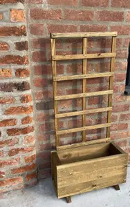 Rectangular Garden Planter With Trellis Support Screen Panel