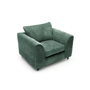 Harriet Crushed Chenille Armchair Chair in Rifle Green