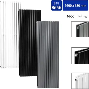 Designer Flat Panel Double Radiator 1600x680 Black by MCC