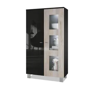 Display Cabinet Nordic oak/Black / Without