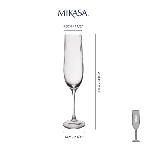 Mikasa Treviso Crystal Champagne Flute Glasses, Set of 4, 190ml