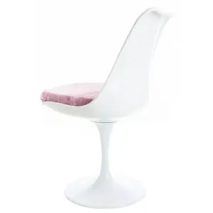 White Tulip Dining Chair with Luxurious Light Pink Cushion