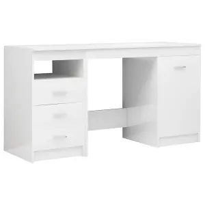 Berkfield Desk High Gloss White 140x50x76 cm Engineered Wood