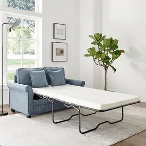 Ramy Corduroy 2 Seater Fold Out Sofa Bed Blue Convertible Sleeper Sofa