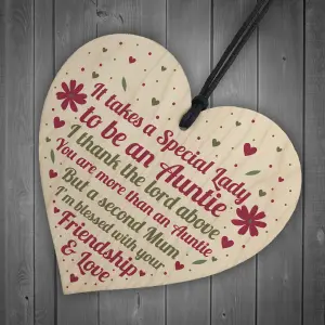 Red Ocean Handmade Thank You Auntie Birthday Christmas Gifts Wooden Heart Plaque Friendship Gift