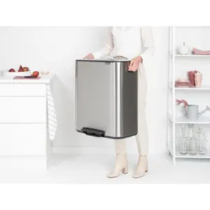 Brabantia Bo 30 Litre + 30 Litre Pedal Bin with Two Inner Buckets Matt Steel