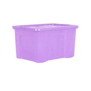 Wham Crystal Sparkle 5x 60L Plastic Storage Boxes with Lids Sparkle Lavender (Purple). Large Size, Strong (Pack of 5, 60 Litre)