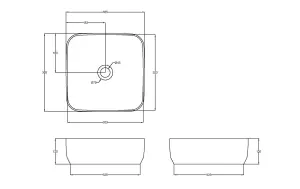 Square Ceramic Countertop Vessel without Overflow - 365mm