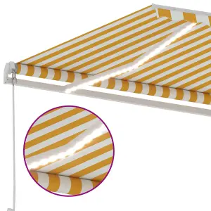 Berkfield Manual Retractable Awning with LED 450x350 cm Yellow and White