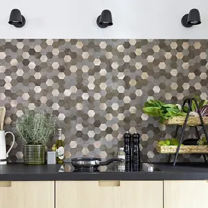 d-c-fix Metal and Stone Hexagon Premium Self Adhesive Composite Wall Tile 28.8cm (W) 29cm (H) 0.3cm (D)