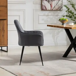 Carrara Velvet Dining Chairs - Set of 2 - Grey