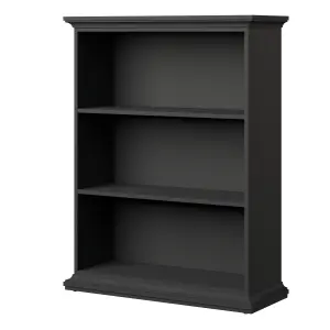 Paris 2 Shelves Low Bookcase in Matt Grey