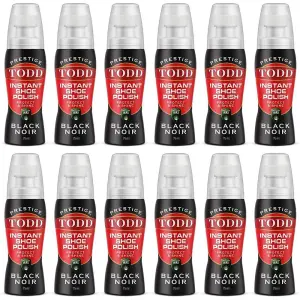 Todd Prestige Instant Shoe Polish Protect & Shine Black Noir 75ml Pack of 12