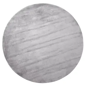 Round Viscose Area Rug 140 cm Light Grey GESI II