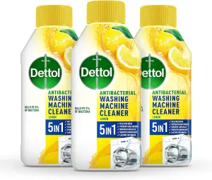 Dettol Antibacterial Washing Machine Cleaner, Removes Limescale, Dirt & Bad Odours, Lemon Breeze, Pack of 3 x 250ml