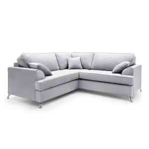 Ferguson Corner Sofa Light Grey Velvet