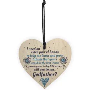 Red Ocean GODMOTHER GODFATHER Will You Be My Godfather Wooden Heart Plaque Goddaughter Godson Christening Asking Gifts