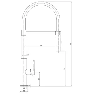 Liquida W24GM S shape Swan Neck 360 Degree Swivel Gun Metal Grey Kitchen Tap