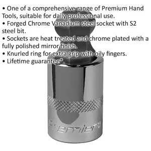 17mm Ball-End Hex Socket Bit - Durable Chrome Vanadium Wrench Socket for 1/2" Drive