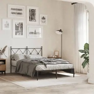 Berkfield Metal Bed Frame without Mattress with Headboard Black 120x200cm