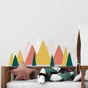 Walplus Colourful Mountains Landscape, Scandinavian Style, Yellow, Children Wall Sticker Kids Sticker PVC Multicoloured