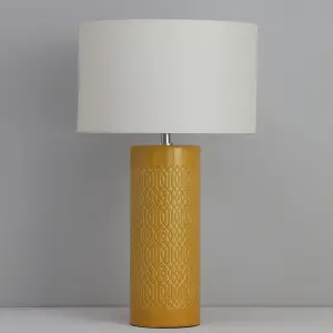 Inlight Dactyl Embossed ceramic Cylinder Ochre Table light