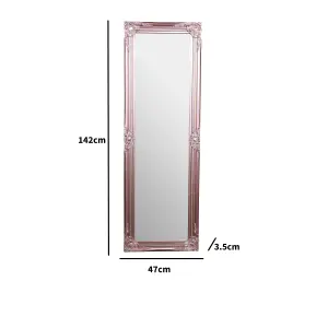 Melody Maison Tall Ornate Rose Gold Pink Mirror 47cm x 142cm