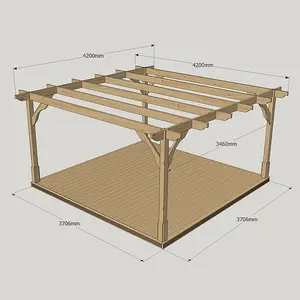 Premium Pergola and Decking Kit - Wood - L420 x W420 cm - Light Green