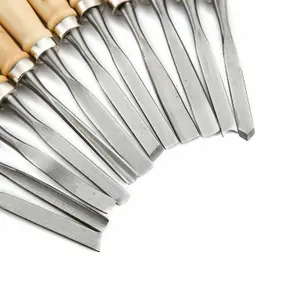 12pc Carving Chisel Tool Set Wood Handle Steel Blade Safety Hobby Engineering