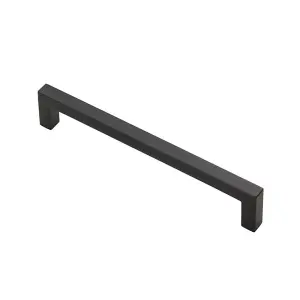 2x Square Block Pull Handle 170 x 10mm 160mm Fixing Centres Matt Black