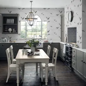 Laura Ashley Animalia Silver effect Bird Smooth Wallpaper Sample