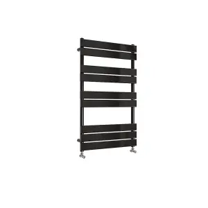 Designer Vertical Black Single Panel Towel Radiator (H) 1000mm x (W) 600mm, 2168 BTU.