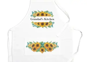 Purely Home Grandads Apron - Sunflowers Kitchen Cooking & Baking Apron - Adjustable Ties/Pocket Gift for Grandad